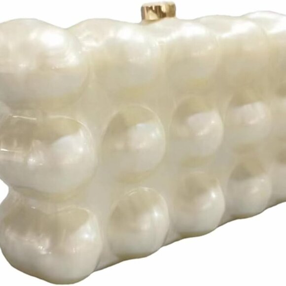 Brand New Pearl White Acrylic Marble Handbag Shoulder Bag for Formal Wedding Par - Picture 2 of 5